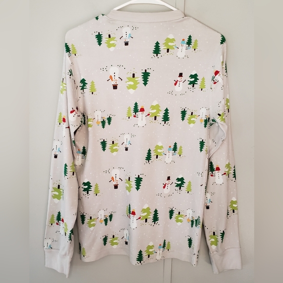 Moon and Back by Hanna Andersson Holiday Snowman Long John Pajama Top - Picture 6 of 11